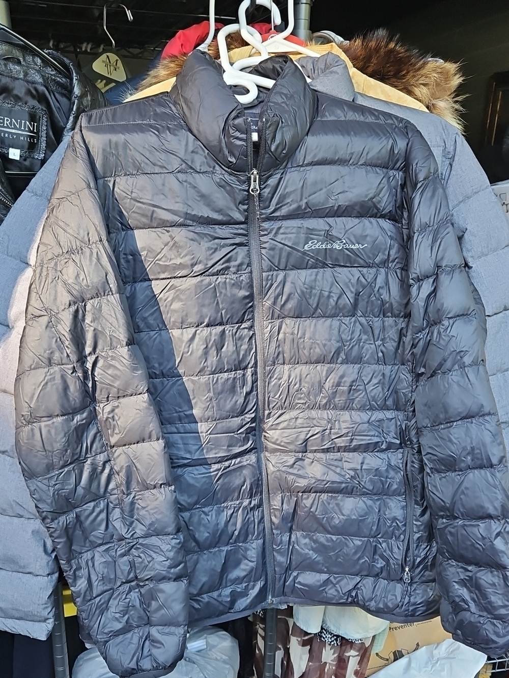 Eddie Bauer Microtherm 1000 Down Jacket Blue Quilted Puffer Jacket Light- Weight